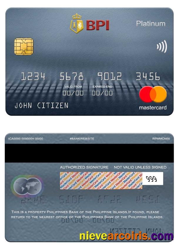 Philippines Bank of the Philippine Islands mastercard platinum